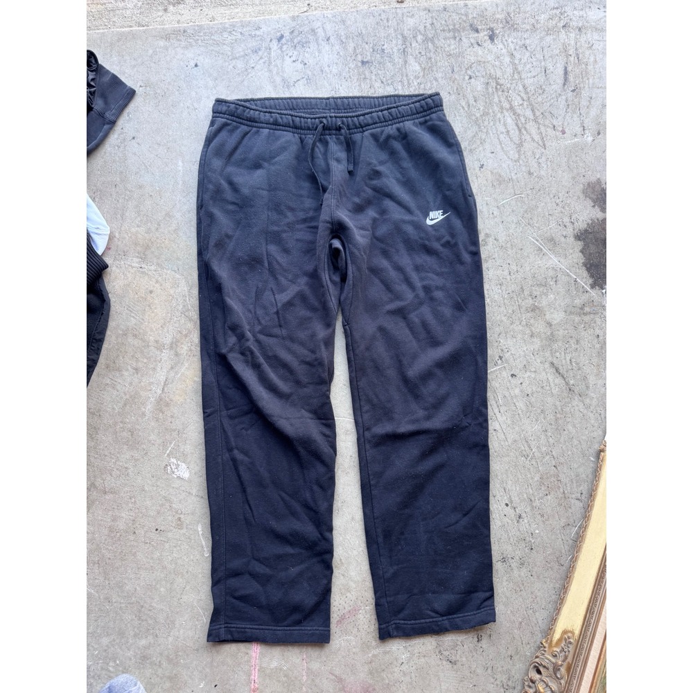Nike Sportswear Club Fleece Black Sweatpants Mens XL Open Hem Joggers